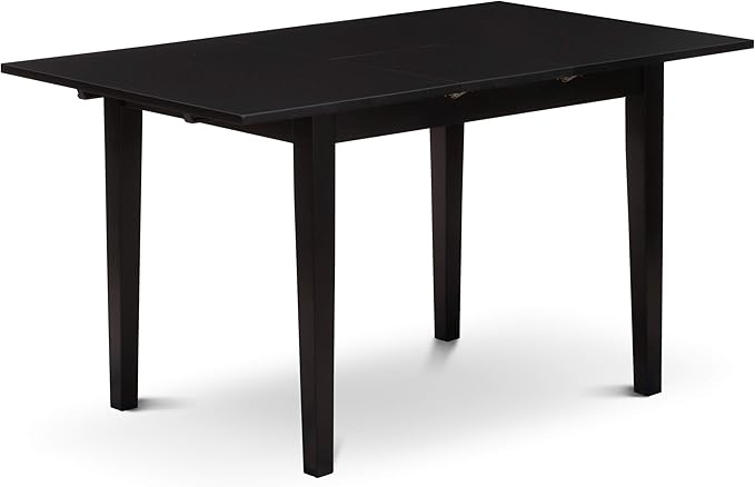 East West Furniture NODA5-BLK-C 5 Piece Dining Room Table Set Includes a Rectangle Kitchen Table with Butterfly Leaf and 4 Linen Fabric Upholstered Dining Chairs, 32x54 Inch, Black - LeafyLoom