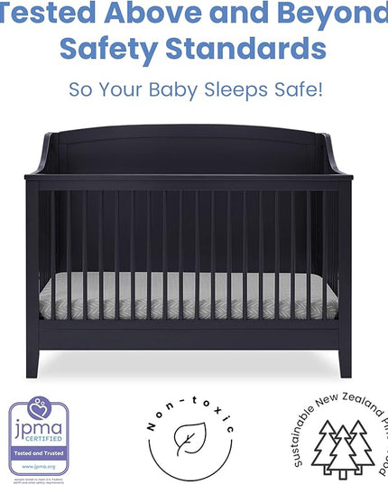 Delta Children Campbell 6-in-1 Convertible Crib - Greenguard Gold Certified, Midnight Grey - LeafyLoom