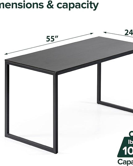 ZINUS Jennifer 55 Inch Black Frame Desk, Computer Workstation, Office Desk, Easy Assembly, Deep Espresso - LeafyLoom