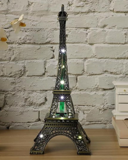 Tower Lamp LED Eiffel Tower Night Lamp : Light Up Eiffel Tower Ornament Metal Tower Architecture Decoration for Tourist Bronze Tower LED Light-Emitting Ornaments - LeafyLoom