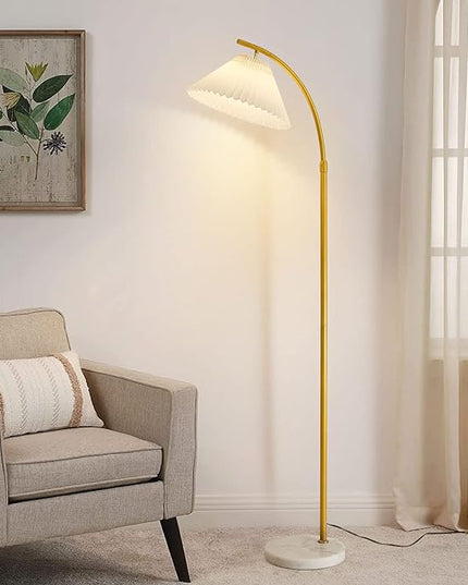 Elegant Arc Floor Lamp,standing lamp Gold arched floor lamp Dimmable & Adjustable Gooseneck, 12W Bulb Included, Modern Tall Standing Light for Living Room, Bedroom, Office, Cafe, Den - LeafyLoom