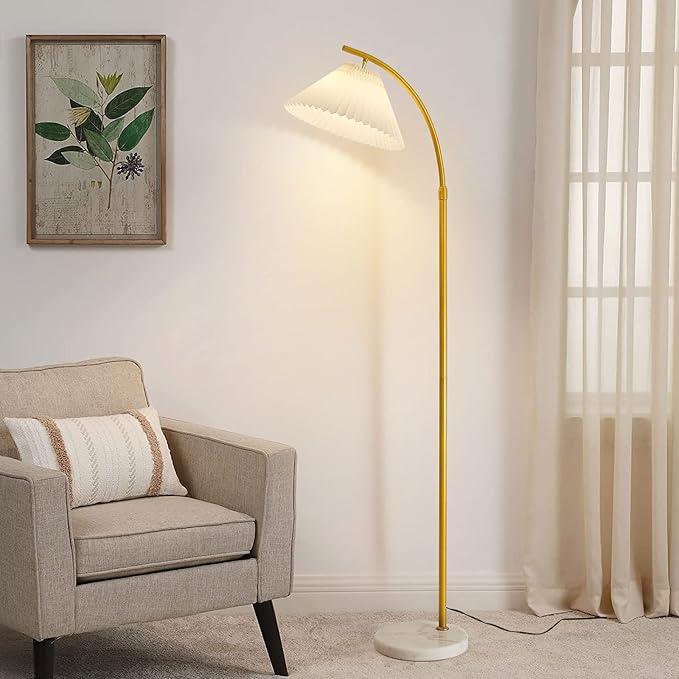 Elegant Arc Floor Lamp,standing lamp Gold arched floor lamp Dimmable & Adjustable Gooseneck, 12W Bulb Included, Modern Tall Standing Light for Living Room, Bedroom, Office, Cafe, Den - LeafyLoom