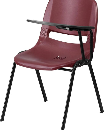 Flash Furniture Burgundy Ergonomic Shell Chair with Left Handed Flip-Up Tablet Arm - LeafyLoom