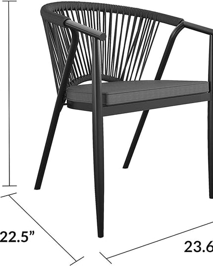 CosmoLiving by Cosmopolitan 88288BGYE Stacking Dining Chair Circi Collection, 4-Pack, Charcoal - LeafyLoom