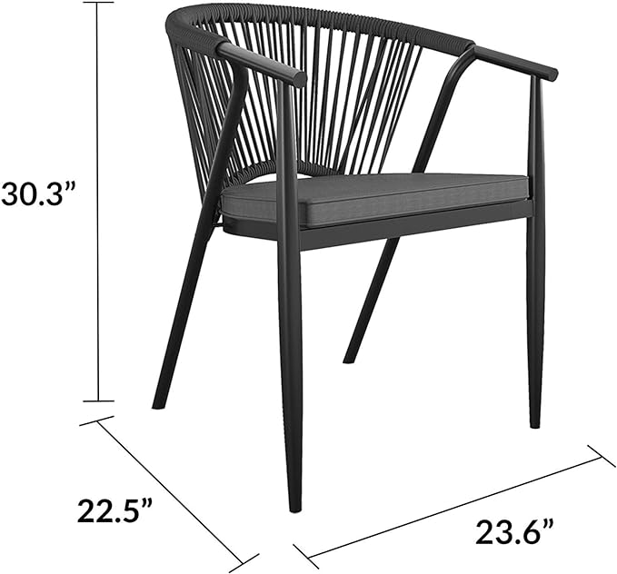 CosmoLiving by Cosmopolitan 88288BGYE Stacking Dining Chair Circi Collection, 4-Pack, Charcoal - LeafyLoom