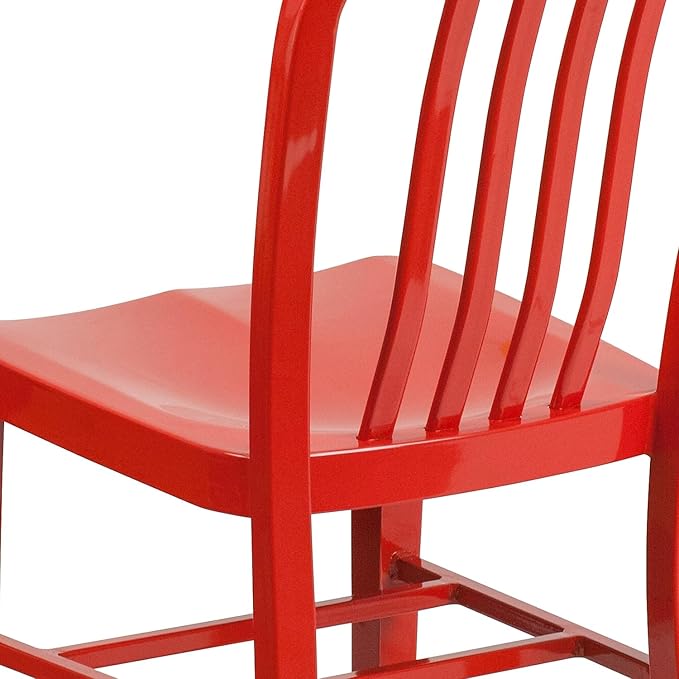 Flash Furniture Commercial Grade Red Metal Indoor-Outdoor Chair - LeafyLoom