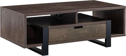 NicBex Coffee Table Wooden Lift Top Coffee Table with Storage Center Tables with Drawer and Shelf Lift Tabletop Dining Table for Living Room, Office, and Bedroom,46.75" W, Dark Brown - LeafyLoom