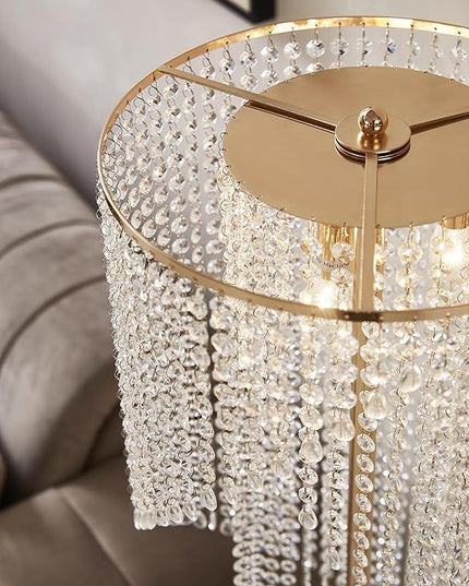 Raindrop Crystal Floor Lamp French Golden - LeafyLoom