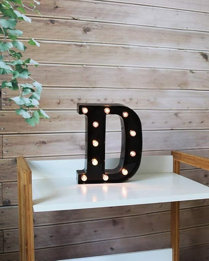 Light Up Black Alphabet Marquee Letters Sign LED Marquee Number Lights Sign for Night Light Home Bar Christmas Lamp Birthday Party Wedding Decoration D - LeafyLoom
