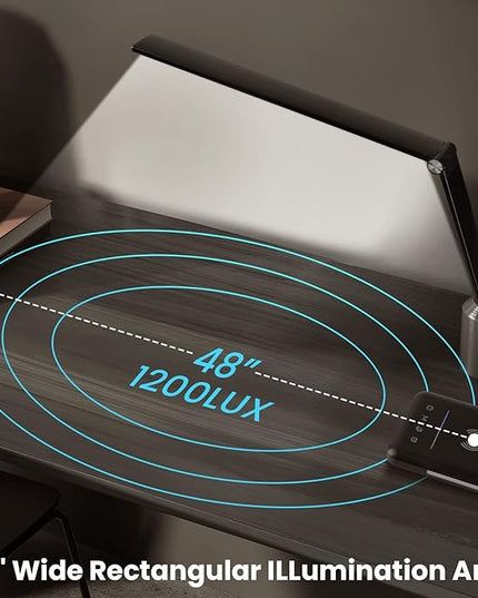 LED Desk Lamp with Night Light, Fast Wireless Charger, USB Charging Port, 10 Brightness, 5 Color Modes, Dimmable Bedside Table Lamp for Bedroom, Touch Control, Auto Timer, 1200Lux Super Bright - LeafyLoom