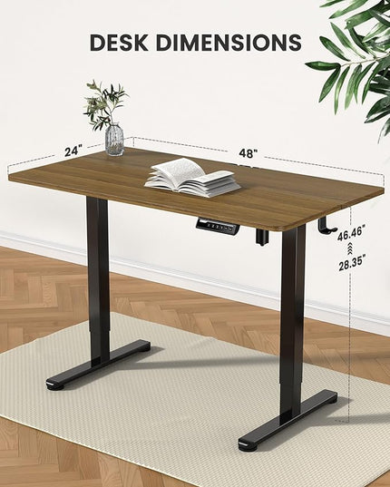 ErGear Height Adjustable Electric Standing Desk, 48 x 24 Inches Sit Stand up Desk, Memory Computer Home Office Desk (Espresso) - LeafyLoom