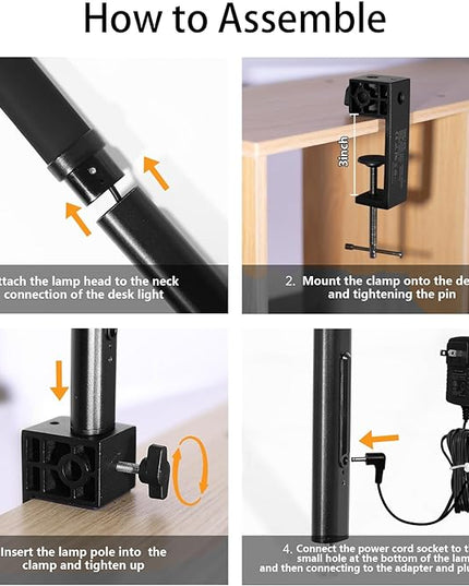 LED Desk Lamp for Home Office, Wireless Remote Control Light, Computer Desk Light, Bright Desktop Lamp, Dimmable Desk Lighting for Work, Draft, Study, Eye-Caring Desk Light (NO BATTERY) - LeafyLoom