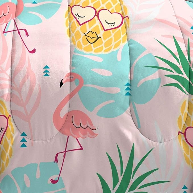dream FACTORY Easy-Wash Super Soft Microfiber Comforter Bedding, Twin, Pineapple Pink - LeafyLoom