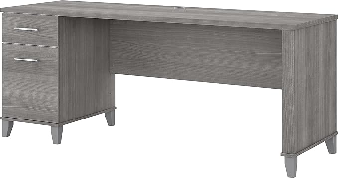 Bush Furniture Somerset 72W Office Desk with Drawers in Platinum Gray - LeafyLoom