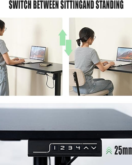soges 63in Electric Standing Desk Ergonomic Height Adjustable Computer Desk Sit Stand Desk Home Office Desks Standing Desk, Black - LeafyLoom