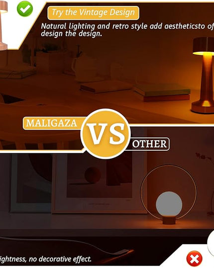 Cordless Portable LED Table Lamp with Touch Sensor, Dimmable Gold Yellow White 3 Colors, Rechargeable Desklamp Night Light for Kids Nursery Bedroom Bedside Lamp (Rose Gold) - LeafyLoom