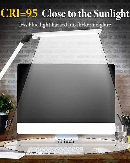 LED Desk Lamp with USB Charging Ports,Creative Touch Reading Light, with Memory Dual Light and Adjustable Swing Arm,15W 4 CCT Eye-Care Modes & 4 Brightness Levels Table Lamp for Home Office-White - LeafyLoom