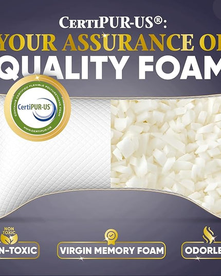 Royal Therapy Adjustable Queen Pillows, Shredded Memory Foam Pillows Queen Size Set, Cooling Pillow Bed Pillow Firm Pillow Rayon Derived from Bamboo Pillow Foam Pillow Side Sleepers Pillows Sleeping - LeafyLoom