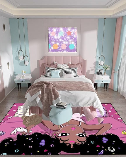 Girls Room Rug Black Girl Magic Rug for Girls Room African American Girls Rugs Bedroom Decor Pink Room Decor for Teen Girls Living Room Soft Floor Rugs, 2'×3' - LeafyLoom