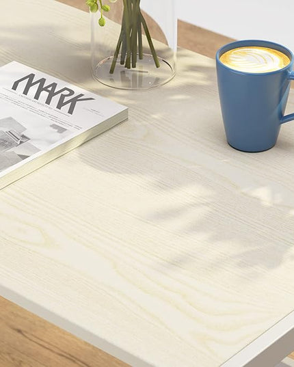 Folding Desk 40'' Computer Desk for Home Office, No Assembly Office Desk Foldable Simple Study Writing Desk Table for Small Spaces(Beige, White) - LeafyLoom