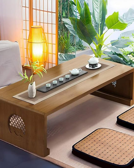 Japanese Table Folding Coffee Table Foldable Floor Table Low Table for Living Room,Dining Room,Tea,Tatami,Home Decoration (47.24 * 19.68 * 12.2 INCH) - LeafyLoom