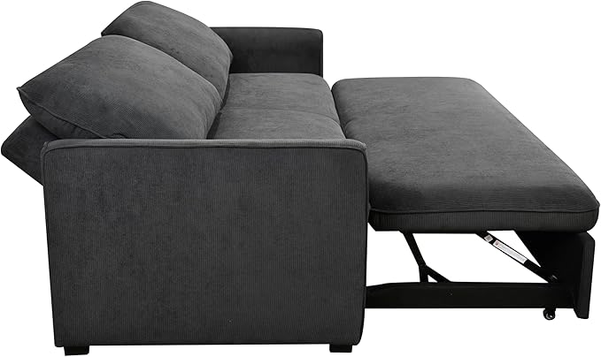 3 in 1 Oversized Convertible Loveseat Sleeper Sofa Bed,Soft Corduroy Upholstered Queen Love Seats Sofabed W/Pull Out Sleep Couch,Comfortable Cushions and Padded Armrests for Living Room - LeafyLoom