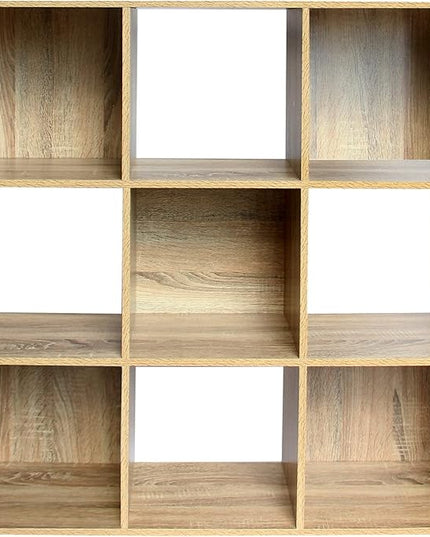 PACHIRA US 9 Cube Storage Bookcase, Unit Shelf, Wooden Closet Cabinet, Bookshelf File Organizer Rack in Living Room, Bedroom, Study, each cube 28.5 cm,Oak - LeafyLoom