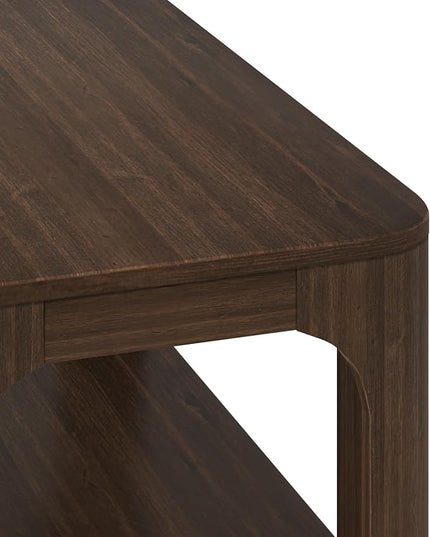 Plank+Beam Small Forma Coffee Table, Solid Wood 40 Inch Modern Coffee Table with Shelf, Contemporary Center Table with Storage Space, Rectangle Tea Table with Storage, Walnut - LeafyLoom