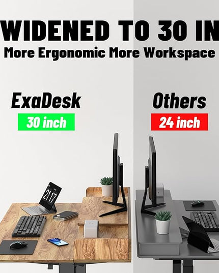 48×30 Inch Electric Standing Desk with 2 Drawers, Adjustable Height Widened Stand Up Desk with Storage Shelf, Sit to Stand Ergonomic Workstation for Home Office - LeafyLoom
