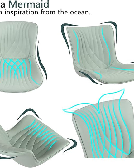 YOUTASTE Sage Green Dining Chairs Set of 2 Upholstered Mid Century Modern Kitchen Dining Room Chairs Armless Faux Leather Accent Chairs Metal Vanity Lounge Chair with Back for Bedrooms, Mint Green - LeafyLoom