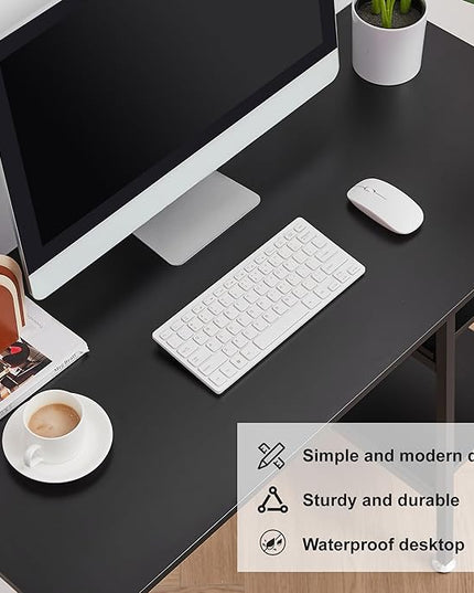 VECELO 43 Inch Computer, Writing Home Office Hutch Workstation with Shelf Storage Desk 43", New Black - LeafyLoom