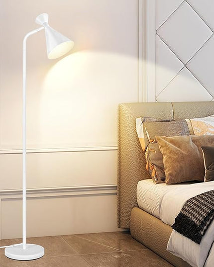 PARTPHONER Floor Lamp for Living Room, Modern Adjustable Metal Heads Standing Lamps, Simple Design White Floor Lamp with Foot Switch for Bedroom, Office, Kids Room, Reading, Working(Bulb Not Included) - LeafyLoom