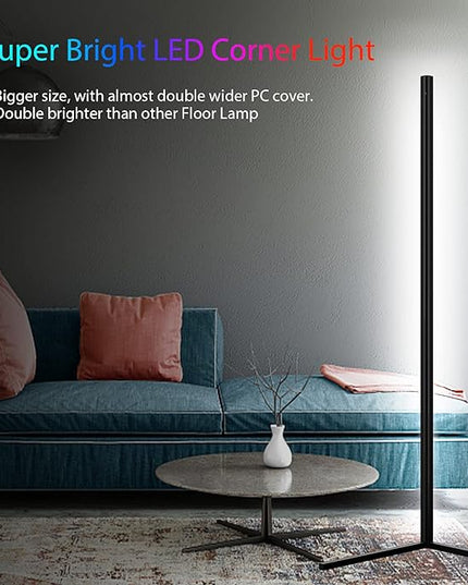 MODERN Two Pack LED Corner RGB Floor Lamp,Updated Bigger Size, Smart App Control,40W LED Color Changing Floor Lamp with Remote, RGB Floor Lamp for Bedroom,Living Room - LeafyLoom