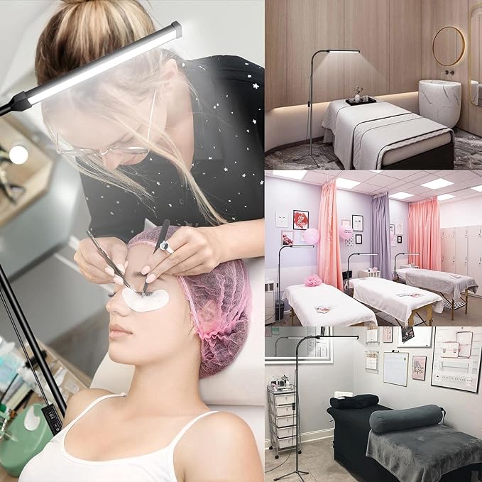 EBEST Led Floor Lamp for Eyelash Extensions Craft Task Lamps Floor Standing light Adjustable Gooseneck Dimmable lash Light LED Lamp for eyelash Facial Spa Salon Makeup - LeafyLoom