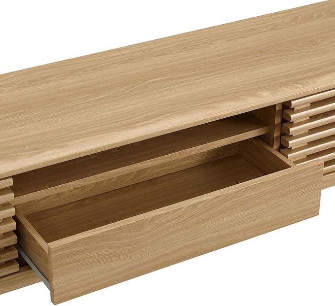 Modway Render Mid-Century Modern Low Profile 70 Inch TV Stand in Oak, 70" - LeafyLoom