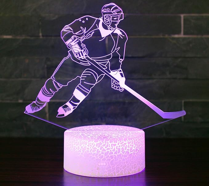 WMH Hockey Night Light with 7 Colors Changing- LED 3D Optical Illusion Lamp for Kids Room Decor and Hockey Fans (Hockey) - LeafyLoom