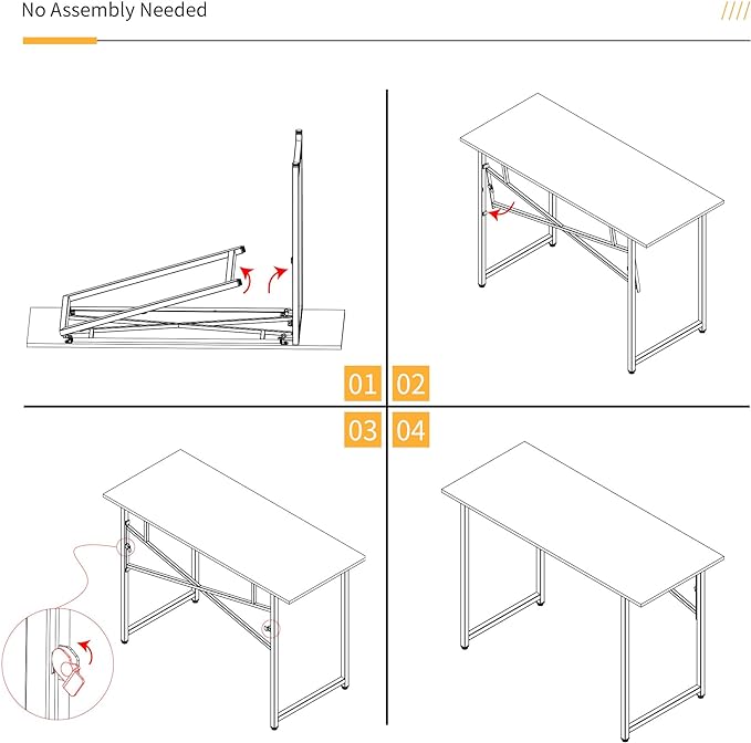 47 inch Folding Desk, Writing Gaming Computer Camping Table, No Assembly Required Home Office Desk, Black Oak - LeafyLoom