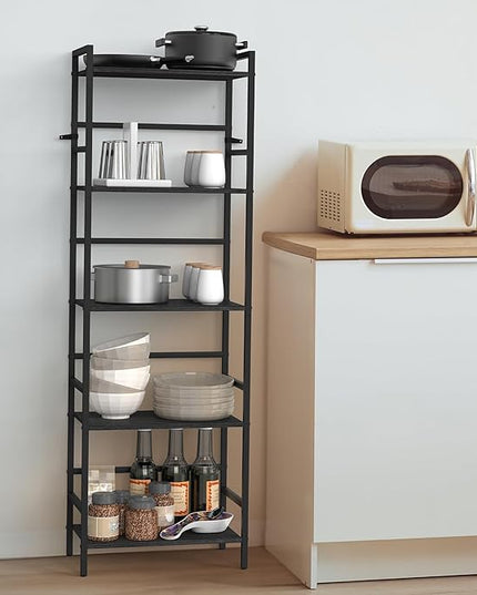 CADUKE Black Tall Bookcase 5 Tier Book Shelf for Bedroom Industrial Bookshelf with Storage Book Shelves for Kids Room Standing Office Bookshelves and Bookcases for Bedroom Living Room - LeafyLoom
