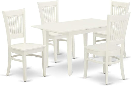 East West Furniture NOVA5-LWH-W 5 Piece Dining Room Table Set Includes a Rectangle Kitchen Table with Butterfly Leaf and 4 Dining Chairs, 32x54 Inch, Linen White - LeafyLoom