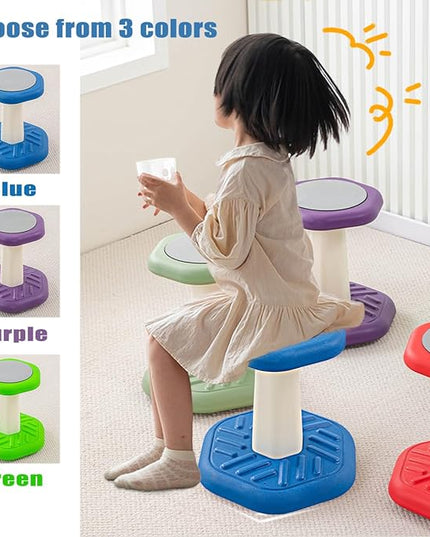Active Chairs Kids Preschool Wobble Stool - Alternative Flexible Seating Balance Wiggle Stool for Classroom,Preschool,Kindergarten&Elementary School,Active Sensory Chairs,Ages3-8,Blue(14in) - LeafyLoom