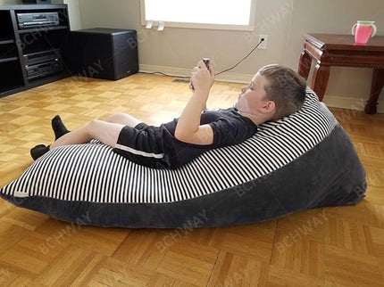 Stuffed Animal Storage Bean Bag Chair Cover | 53" Extra Large Beanbag Cover for Kids and Adults, Plush Toys Holder and Organizer for Boys and Girls | Premium Velvet - Soft & Comfortable - LeafyLoom