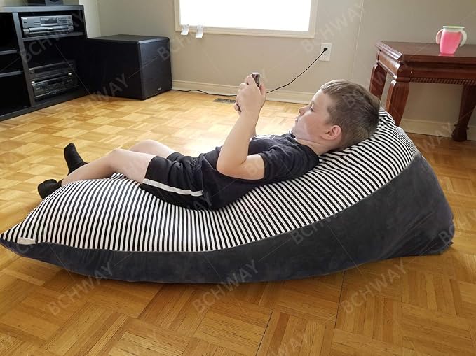 Stuffed Animal Storage Bean Bag Chair Cover | 53" Extra Large Beanbag Cover for Kids and Adults, Plush Toys Holder and Organizer for Boys and Girls | Premium Velvet - Soft & Comfortable - LeafyLoom