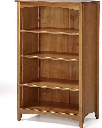 Shaker Style 4 Shelf Bookcase / Solid Wood / 48" High / Adjustable Shelving / Closed Back / Display Bookshelf for Living Room, Bedroom, Home and Office, Cherry - LeafyLoom