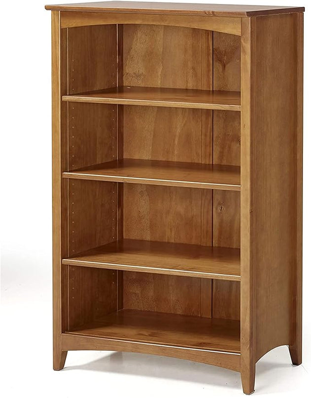 Shaker Style 4 Shelf Bookcase / Solid Wood / 48" High / Adjustable Shelving / Closed Back / Display Bookshelf for Living Room, Bedroom, Home and Office, Cherry - LeafyLoom