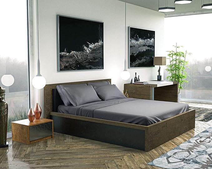 DREAMCARE Twin XL Sheet Sets - Cooling Bed Sheets - 4pcs Set - up to 15" Deep Pocket Twin XL Sheets - XL Twin Sheet Set – Soft & Long Lasting 100% Fine Brushed Polyester with Side Pocket - Gray - LeafyLoom