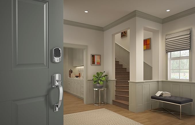 Schlage Encode Smart WiFi Deadbolt Lock for Front Door - Keyless Entry with App or Touchscreen - Works with Alexa, Apple HomeKit, Hey Google, & Airbnb - Create Codes for Guests - Bright Chrome Silver SchlageLockCompany