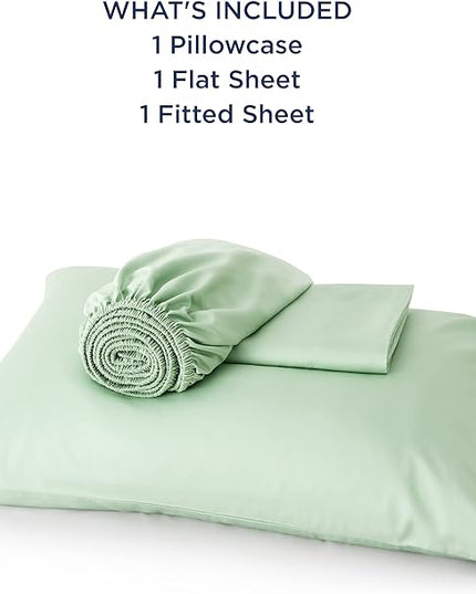 Bedsure Twin XL Sheet Set Dorm Bedding, Cooling Sheets Twin Extra Long Sheets, Rayon Derived from Bamboo, Deep Pocket Up to 16", Hotel Luxury Silky Bedding Sheets & Pillowcases, Sage Green - LeafyLoom