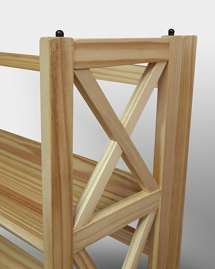 Casual Home Montego 3-Shelf Folding Bookcase, Natural (New) - LeafyLoom