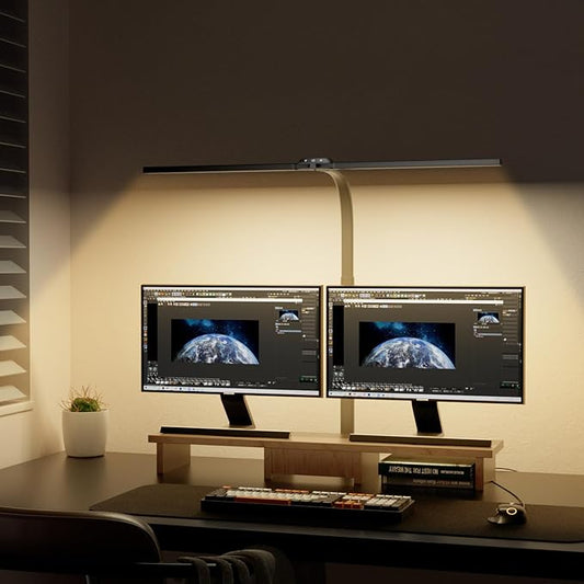 LED Desk Lamp for Home Office, Eye Caring Desk Light with Dimming Adjustable Flexible Gooseneck, Desk Lamp for Reading, Study, Workbench (Black) - LeafyLoom