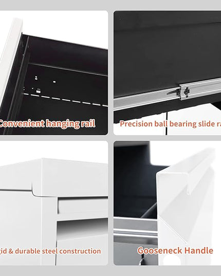 2 Drawer File Cabinet,White Metal Filing Cabinets for Home Office,Vertical File Cabinet with Lock for A4/Letter/Legal Size Files,Assembly Required - LeafyLoom
